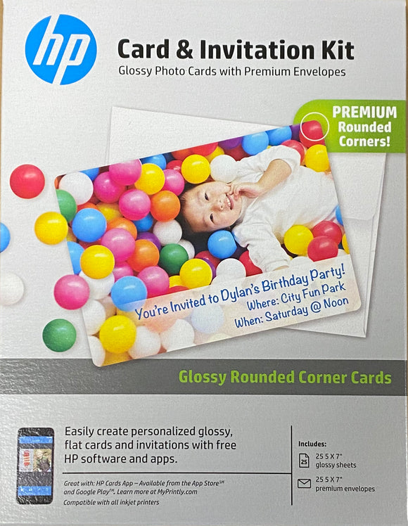 HP Card & Invitation Kit | Glossy | 5x7 | 25 Sheets
